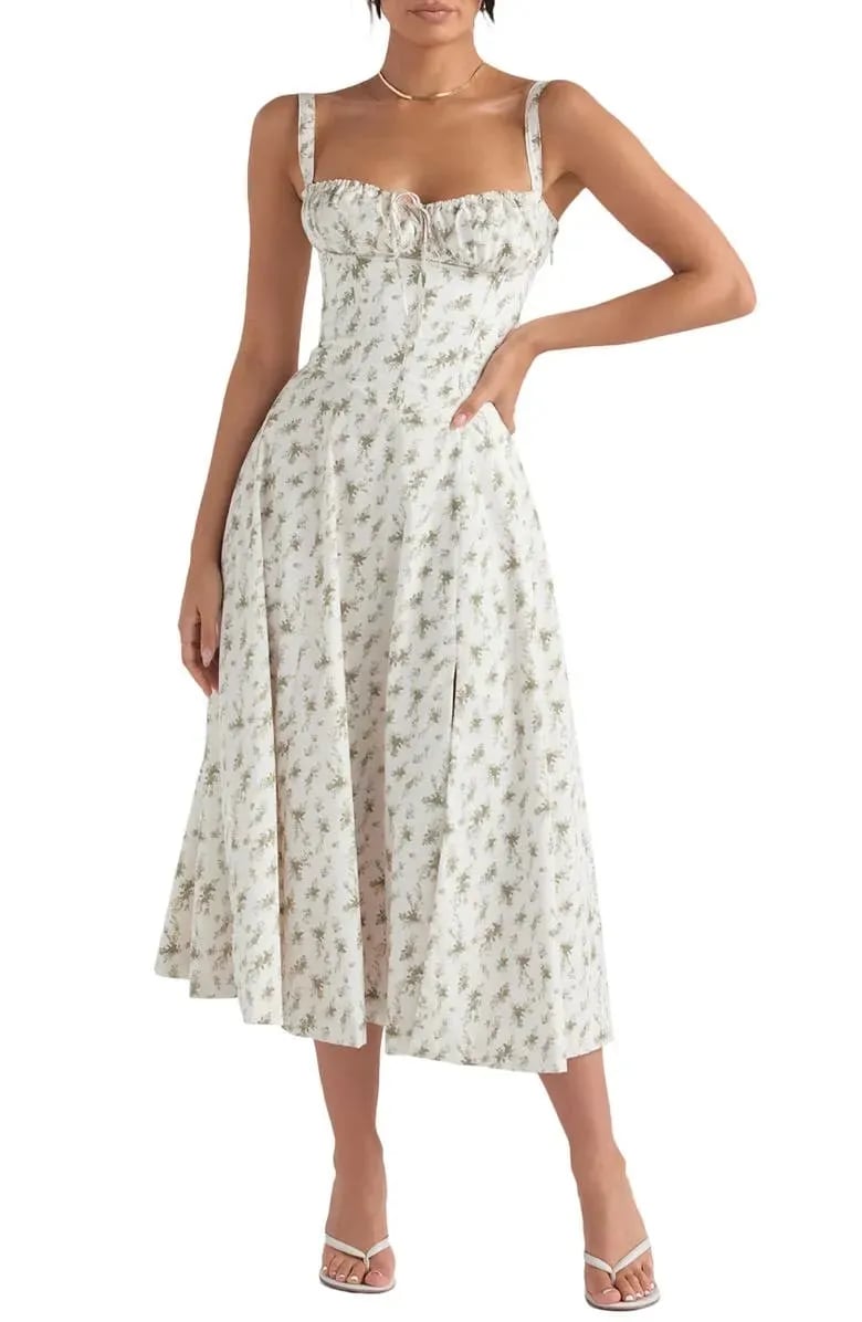 Last Day 49% OFF🔥Floral Bustier Midriff Waist Shaper Dress (Buy 2 Free Shipping)